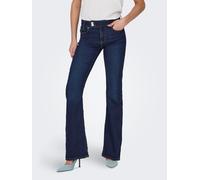 Bootcut-Jeans ONLY "ONLPAOLA HW FLARED BJ143 JNS DNM", Damen, Gr. XS, Länge 32, dunkelblau denim, Denim/Jeans, Obermaterial: 70% Baumwolle, 29% Polyester, 1% Elasthan, unifarben, ausgestellt lang, Jea
