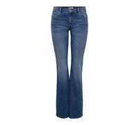Bootcut-Jeans ONLY "ONLPHOEBE LW B-POC FLARE DNM PIM454 NOOS", Damen, Gr. 27, Länge 30, medium blau denim, Denim/Jeans, Obermaterial: 65% Baumwolle, 18% Polyester, 15% Viskose, 2% Elasthan, unifarben,