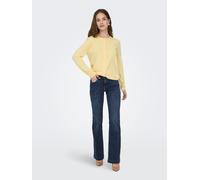 Bootcut-Jeans ONLY "ONLPOWER MID FLARED PUSHUP DNM GEN332", Damen, Gr. M (38), Länge 32, dunkelblau denim, Denim/Jeans, Obermaterial: 92% Baumwolle, 6% Polyester, 2% Elasthan, unifarben, lang, Jeans,