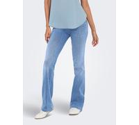 Bootcut-Jeans ONLY "ONLPOWER MID WAIST PUSH UP FLARED DNM", Damen, Gr. L, Länge 32, special bright blau denim, Denim/Jeans, Obermaterial: 92% Baumwolle, 6% Polyester, 2% Elasthan, unifarben, ausgestel