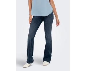 Bootcut-Jeans ONLY "ONLPOWER MID WAIST PUSH UP FLARED DNM", Damen, Gr. S, Länge 30, dunkelblau denim, Denim/Jeans, Obermaterial: 92% Baumwolle, 6% Polyester, 2% Elasthan, unifarben, ausgestellt lang,