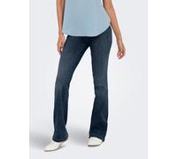 Bootcut-Jeans ONLY "ONLPOWER MID WAIST PUSH UP FLARED DNM", Damen, Gr. S, Länge 32, dunkelblau denim, Denim/Jeans, Obermaterial: 92% Baumwolle, 6% Polyester, 2% Elasthan, unifarben, ausgestellt lang,