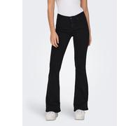 Bootcut-Jeans ONLY "ONLREESE REG RETRO FLARED DNM BOX", Damen, Gr. 28, Länge 32, schwarz denim, Denim/Jeans, Obermaterial: 69% Baumwolle, 29% Polyester, 2% Elasthan, unifarben, bootcut fit lang, Jeans