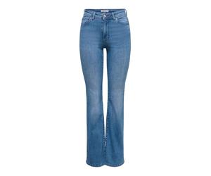Bootcut-Jeans ONLY "ONLWAUW HW FLARED DNM TAI475", Damen, Gr. L (40), Länge 32, schwarz medium blau denim, Denim/Jeans, Obermaterial: 83% Baumwolle, 15% Polyester, 2% Elasthan, unifarben, lang, Jeans,