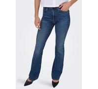 Bootcut-Jeans ONLY "ONLWAUW HW FLARED DNM TAI540", Damen, Gr. S (36), Länge 32, blau (dunkelblau denim), Denim/Jeans, Obermaterial: 83% Baumwolle, 15% Polyester, 2% Elasthan, unifarben, Jeans Bootcut-