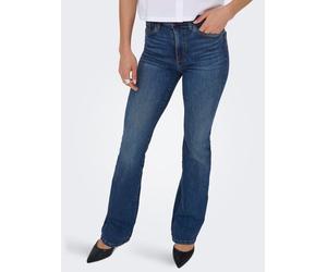 Bootcut-Jeans ONLY "ONLWAUW HW FLARED DNM TAI540", Damen, Gr. S (36), Länge 32, blau (dunkelblau denim), Denim/Jeans, Obermaterial: 83% Baumwolle, 15% Polyester, 2% Elasthan, unifarben, Jeans (2508862