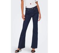 Bootcut-Jeans ONLY "ONLWAUW LIFE HW FLARED RINSE DNM", Damen, Gr. XL (42), Länge 30, blau (dunkelblau denim), Denim/Jeans, Obermaterial: 64% Baumwolle, 31% Polyester, 3% Viskose, 2% Elasthan, Abriebef