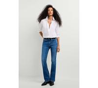 Bootcut-Jeans PEPE JEANS "bootcut fit jeans BOOTCUT MW PIPER", Damen, Gr. 27, Länge 32, blau (authentic bright blau), 90% Baumwolle, 8% Polyester, 2% Elasthan, Jeans (73556253-27) authentic bright bla