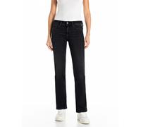 Bootcut-Jeans REPLAY "NEW LUZ", Damen, Gr. 28, Länge 30, schwarz, Denim/Jeans, Obermaterial: 90% Baumwolle, 8% Polyester, 2% Elasthan, bootcut fit lang, Jeans, mit gesticktem R an der Gesäßtasche (280