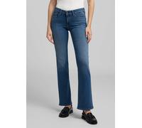 Bootcut-Jeans REPLAY "NEW LUZ", Damen, Gr. 30, Länge 32, medium washed blau, Denim/Jeans, Obermaterial: 90% Baumwolle, 8% Polyester, 2% Elasthan, bootcut fit lang, Jeans, mit gesticktem R an der Gesäß