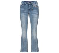 Bootcut-Jeans SHEEGO BY JOE BROWNS "Große Größen", Damen, Gr. 48, Normalgrößen, blau (light blau denim), Obermaterial: 70% Baumwolle, 28% Polyester, 2% Elasthan, unifarben, casual, lang, Jeans, mit Pa