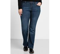 Bootcut-Jeans SHEEGO, Damen, Gr. 40, Normalgrößen, blau (dunkelblau denim), 75% Baumwolle, 24% Polyester, 1% Elasthan, unifarben, lang, Jeans, Topseller (82478415-40) dunkelblau denim