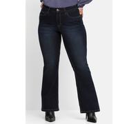 Bootcut-Jeans SHEEGO, Damen, Gr. 40, Normalgrößen, blau (dunkelblau denim), 98% Baumwolle, 2% Elasthan, unifarben, lang, Jeans (78541016-40) dunkelblau denim