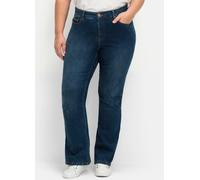 Bootcut-Jeans SHEEGO, Damen, Gr. 44, Normalgrößen, blau (dunkelblau denim), 96% Baumwolle, 4% Elasthan, unifarben, lang, Jeans (27615225-44) dunkelblau denim