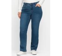 Bootcut-Jeans SHEEGO, Damen, Gr. 46, Normalgrößen, blau (blau denim), 99% Baumwolle, 1% Elasthan, unifarben, lang, Jeans (81630855-46) blau denim