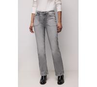 Bootcut-Jeans STREET ONE, Damen, Gr. 36, Länge 30, grau (light grau washed), Web, 78% Baumwolle, 20% Polyester, 2% Elasthan, unifarben, lang, Jeans, aus Baumwolle mit Stretchanteil (93383701-36) light