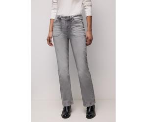 Bootcut-Jeans STREET ONE, Damen, Gr. 36, Länge 30, grau (light grau washed), Web, 78% Baumwolle, 20% Polyester, 2% Elasthan, unifarben, lang, Jeans, aus Baumwolle mit Stretchanteil (93383701-36) light