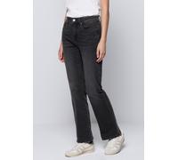 Bootcut-Jeans STREET ONE STUDIO, Damen, Gr. 33, Länge 30, schwarz (soft schwarz washed), Jeans, 63% Baumwolle, 25% Polyester, 10% Viskose, 2% Elasthan, unifarben, lang, Jeans, High Waist (51232608-33)
