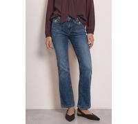 Slim-fit-Jeans STREET ONE, Damen, Gr. 28, Länge 30, blau (medium blau random washed), Jeans, 82% Baumwolle, 16% Polyester, 2% Elasthan, unifarben, lang, Jeans Slim-fit-Jeans, Middle Waist (66222750-28
