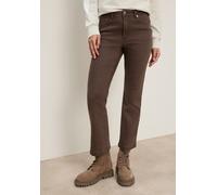 Bootcut-Jeans TAMARIS, Damen, Gr. 42, N-Gr, braun, Denim/Jeans, Obermaterial: 98% Baumwolle, 2% Elasthan, unifarben, figurbetont knöchelfrei, Jeans, figurbetonte Passform, mit Knopf- und Reißverschlus