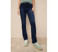 Bootcut-Jeans TAMARIS, Damen, Gr. 34, N-Gr, blau (dunkelblau us), Denim/Jeans, Obermaterial: 74% Baumwolle, 24% Polyester, 2% Elasthan, bootcut fit lang, Jeans, normale Leibhöhe, Bootcut, mit ausgeste