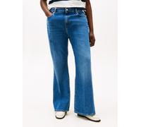 Bootcut-Jeans TOMMY HILFIGER CURVE "CRV DNM FLO BOOTCUT RW", Damen, Gr. 48, N-Gr, flo, Denim/Jeans, Obermaterial: 99% Baumwolle, 1% Elasthan, unifarben, bootcut fit, Jeans (24079345-48) flo