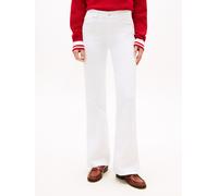 Bootcut-Jeans TOMMY HILFIGER "FINN FLARE RW", Damen, Gr. 34, Länge 30, th optic whi, Denim/Jeans, Obermaterial: 99% Baumwolle, 1% Elasthan, unifarben, regular fit lang, Jeans, Baumwoll-Mix mit Stretch