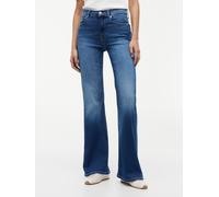Bootcut-Jeans TOMMY HILFIGER "FLARE KATY RW", Damen, Gr. 33, Länge 32, blau (katy mid), Denim/Jeans, Obermaterial: 78% Baumwolle, 12% Lyocell, 7% Elastomultiester, 3% Elasthan, unifarben, lang, Jeans,