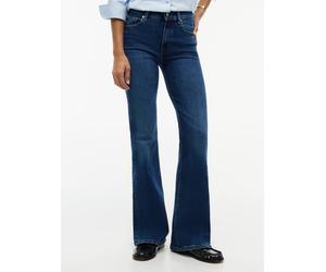 Bootcut-Jeans TOMMY HILFIGER "LUNA MID RISE FLARE ESSENTIAL", Damen, Gr. 32, Länge 30, schwarz quartz, Denim/Jeans, Obermaterial: 82% Baumwolle, 16% Polyester, 2% Elasthan, unifarben, lang, Jeans, Bau