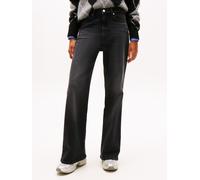 Bootcut-Jeans TOMMY JEANS "BELLA HGH FLR", Damen, Gr. 31, Länge 30, denim schwarz, Denim/Jeans, Obermaterial: 99% Baumwolle, 1% Elasthan, unifarben, bootcut fit knöchellang, Jeans, in ausgestellter Fo