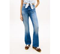 Bootcut-Jeans TOMMY JEANS "CLEO MID BOOTCUT", Damen, Gr. 34, Länge 30, blau (denim medium), Denim/Jeans, Obermaterial: 99% Baumwolle, 1% Elasthan, unifarben, bootcut fit lang, Jeans, im Baumwoll-Mix,
