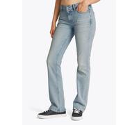 Bootcut-Jeans TOMMY JEANS "Maddie Mid Rise Bootcut", Damen, Gr. 33, Länge 32, denim ultra light, Denim/Jeans, Obermaterial: 99% Baumwolle, 1% Elasthan, unifarben, slim fit lang, Jeans Bootcut-Jeans, i