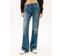 Bootcut-Jeans TOMMY JEANS "SIA LOW BOOTCUT", Damen, Gr. 29, Länge 30, denim medium, Denim/Jeans, Obermaterial: 100% Baumwolle, Abriebeffekte, bootcut fit knöchellang, Jeans (76643356-29) denim medium