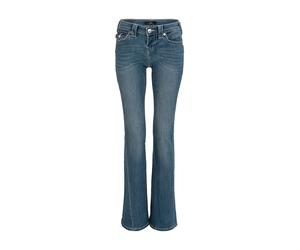 Bootcut-Jeans TRUE RELIGION "BECCA MR BOOTCUT FLAP", Damen, Gr. 30, N-Gr, arabella, Denim/Jeans, Obermaterial: 65% Baumwolle, 33% Polyester, 2% Elasthan, leichte Abriebeffekte, bootcut fit lang, Jeans