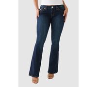 Bootcut-Jeans TRUE RELIGION "JOEY LOW RISE FLARE", Damen, Gr. 29, N-Gr, blau (schwarz muddy waters), Denim/Jeans, Obermaterial: 70% Baumwolle, 26% Polyester, 3% Viskose, 1% Elasthan, leichte Abriebeff