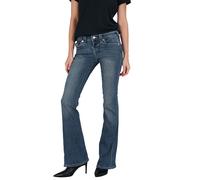 Bootcut-Jeans TRUE RELIGION "JOEY LR FLARE FLAP", Damen, Gr. 29, N-Gr, blau (arabella), Denim/Jeans, Obermaterial: 65% Baumwolle, 33% Polyester, 2% Elasthan, leichte Abriebeffekte, ausgestellt lang, J