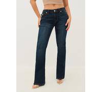 Bootcut-Jeans TRUE RELIGION "JOEY MID RISE FLARE FLAP", Damen, Gr. 30, N-Gr, blau (indigo upgrade), Denim/Jeans, Obermaterial: 66% Baumwolle, 29% Polyester, 3% Viskose, 2% Elasthan, unifarben, ausgest