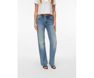 Bootcut-Jeans VERO MODA "VMASTA LR BOOTCUT JEANS LI3176 NOOS", Damen, Gr. 26, Länge 32, medium blau denim detail:tinted, Denim/Jeans, Obermaterial: 99% Baumwolle, 1% Elasthan, unifarben, ausgestellt l