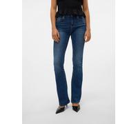 Bootcut-Jeans VERO MODA "VMFLASH MR FLARED JEANS LI3110 GA NOOS", Damen, Gr. XL (42), Länge 30, blau (dunkelblau denim), Denim/Jeans, Obermaterial: 89% Baumwolle, 9% Elastomultiester, 2% Elasthan, uni