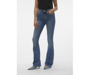 Bootcut-Jeans VERO MODA "VMFLASH MR FLARED JEANS LI347 GA NOOS", Damen, Gr. M (38), Länge 34, blau (medium blau denim), Denim/Jeans, Obermaterial: 89% Baumwolle, 9% Elastomultiester, 2% Elasthan, unif