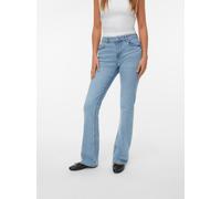 Bootcut-Jeans VERO MODA "VMFLASH MR FLARED POCKET JNS RA3043 NOOS", Damen, Gr. S, Länge 32, light blau denim, Denim/Jeans, Obermaterial: 85% Baumwolle, 14% Polyester, 1% Elasthan, unifarben, normal, J