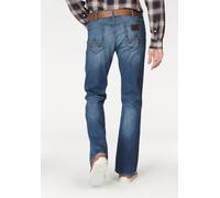 Bootcut-Jeans WRANGLER "Jacksville", Herren, Gr. 40, Länge 34, blau (high, blau), Obermaterial: 92% Baumwolle, 7% Polyester, 1% Elasthan, bootcut fit lang, Jeans (42315219-40) high, blau