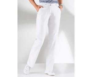 Bootcuthose CASUAL LOOKS, Damen, Gr. 38, Normalgrößen, weiß, 100% Baumwolle, meliert, unifarben, lang, Hosen (396283-38) weiß