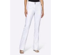 Bootcuthose HEINE, Damen, Gr. 46, Normalgrößen, weiß, 48% Baumwolle, 45% Polyester, 7% Elasthan, Miedereinsatz:15% Elasthan, 85% Polyamid, unifarben, lang, Hosen, Topseller (43575033-46) weiß