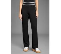 Bootcuthose LAURA SCOTT, Damen, Gr. 40, N-Gr, schwarz, Milano Rib, Obermaterial: 70% Viskose (LENZING™ ECOVERO™), 25% Polyamid, 5% Elasthan, unifarben mit Farbeinsatz, Basic, bootcut fit, Hosen Bootcu