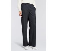 Bootcuthose MAC "CHIARA", Damen, Gr. 42, Länge 32, blau (night blau stripes), Flanell, Obermaterial: 70% Polyester, 25% Viskose, 5% Elasthan, bootcut fit lang, Hosen, Bootcut-Form in figurbetonter For