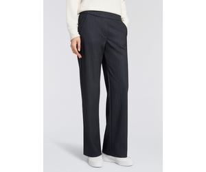 Bootcuthose MAC "CHIARA", Damen, Gr. 42, Länge 32, blau (night blau stripes), Flanell, Obermaterial: 70% Polyester, 25% Viskose, 5% Elasthan, bootcut fit lang, Hosen, Bootcut-Form in figurbetonter For