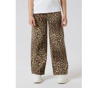 Bootcuthose NAME IT "NKFROSE WIDE TWI PANTS 4444-TD NOOS", Mädchen, Gr. 122, N-Gr, silber (silber mink aop:leopard), Web, Obermaterial: 100% Baumwolle, bedruckt, normal normal, Hosen (43583564-122) si
