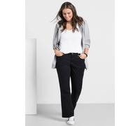 Bootcuthose SHEEGO "Große Größen", Damen, Gr. 48, Normalgrößen, schwarz, Obermaterial: 97% Baumwolle, 3% Elasthan, unifarben, sportlich, lang, Hosen 5-Pocket-Hose, Elastische Twill-Qualität (24889850-