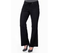 Weite Bootcut-Hose mit Leinenanteil, schwarz, Gr.52